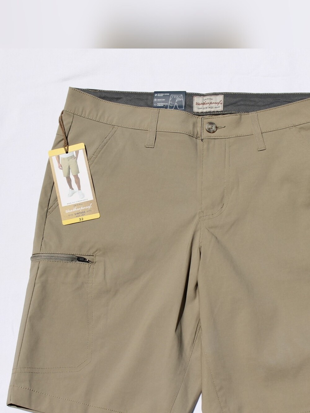 Weatherproof Vintage Men's Flat Front Gray Stretch Trail Short. - Picture 8 of 13